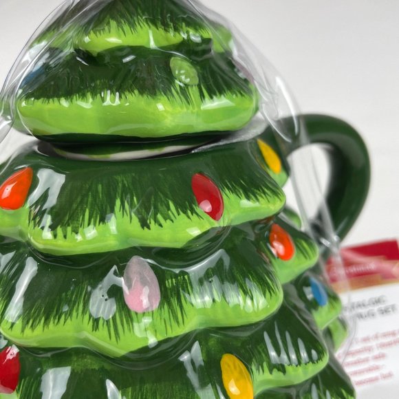 Mr Christmas Nostalgic Christmas Tree Mug with Lid Topper Set 16oz - Picture 7 of 7
